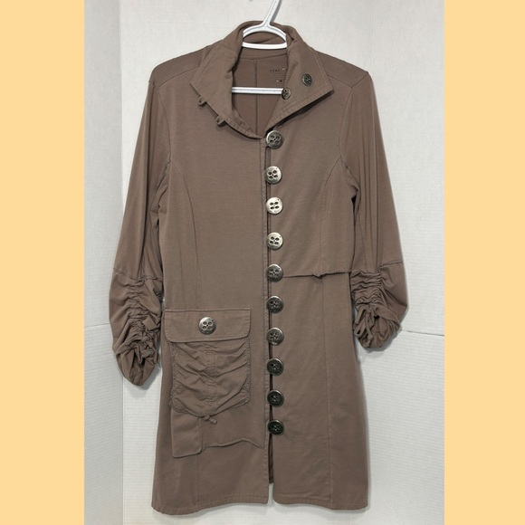 neon buddha Tops - neon buddha Whimsigoth Button-Front Long Lightweight Trench Coat Cotton Tunic